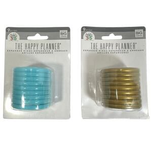 Happy Planner Expander Rings Discbound Set Blue & Gold 9 Pc Each New Sealed